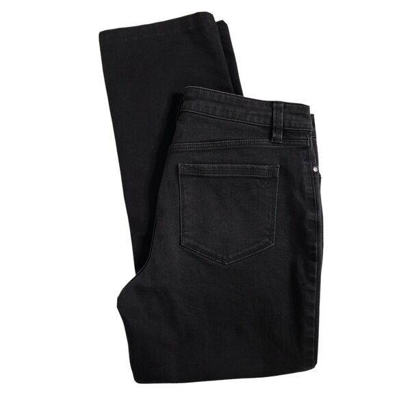 Susan Graver Womens Jeans Size 4P Black High Stretch Denim Straight Leg A342367 - Picture 3 of 11